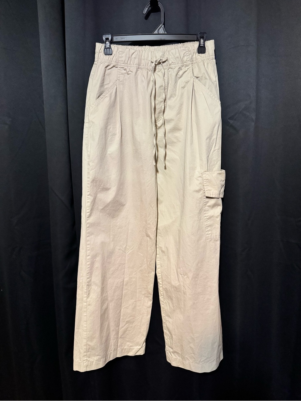 Zara Cargo Drawstring Pants in Light Beige